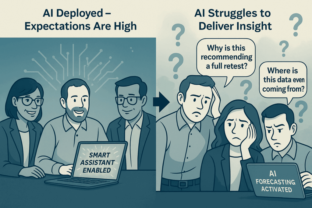 AI deployment vs. reality: high expectations meet confusing results and questionable insights.